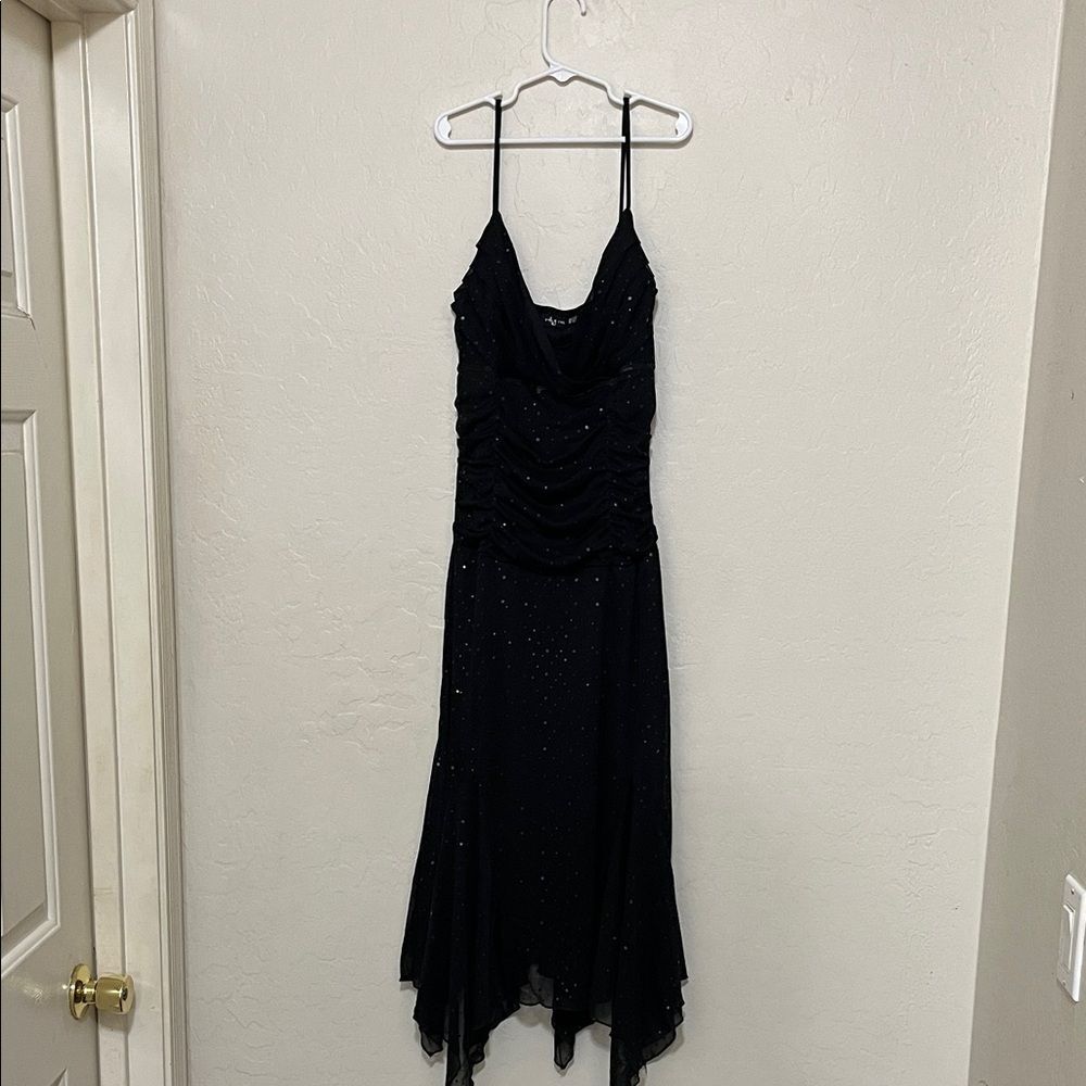 Y2K Ruby Fox Ruched Black Sequin Evening Dress Whimigoth Fairy Goth